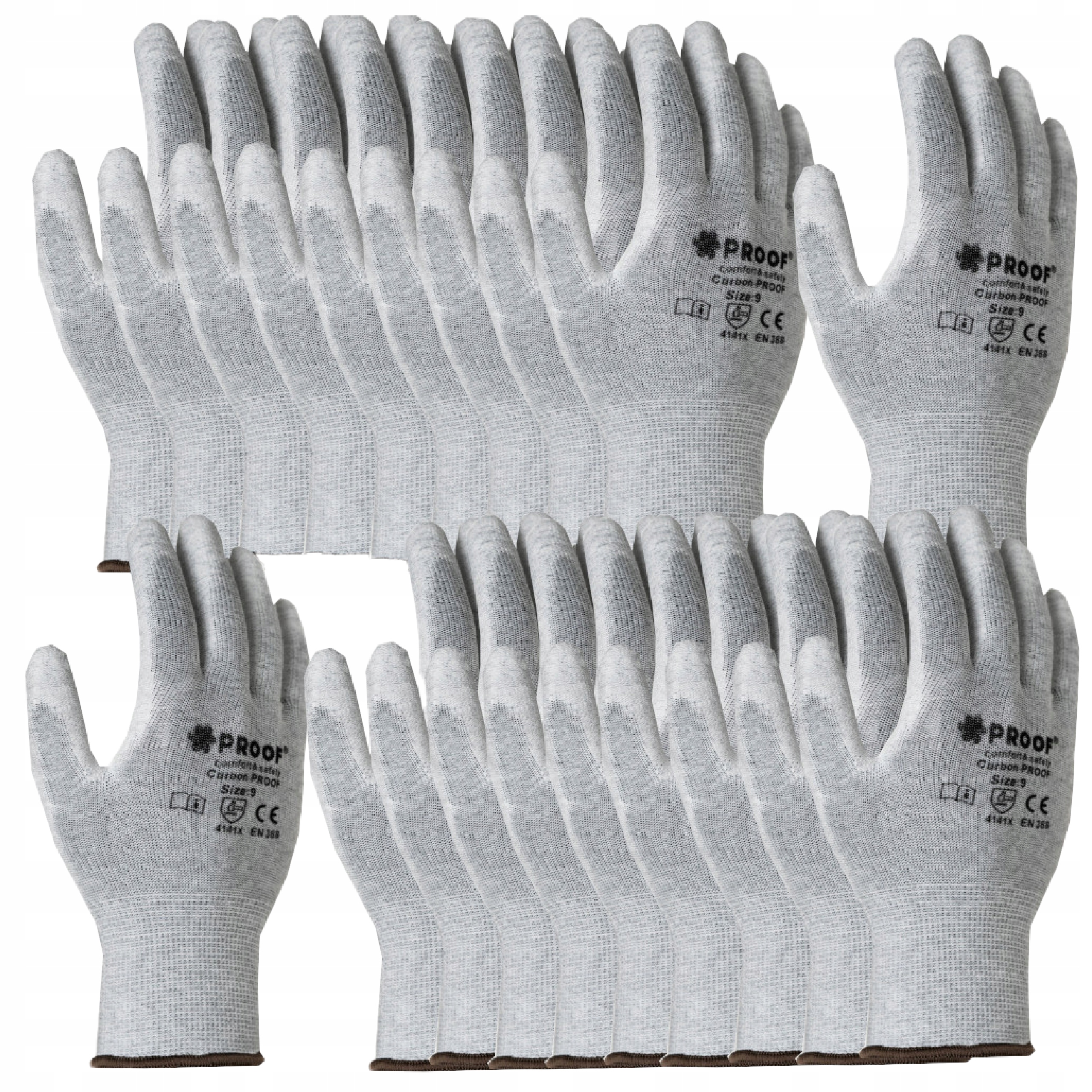 Ochranné rukavice ESD CARBON PROOF GLOVES veľkosť 9 - L 10 párov